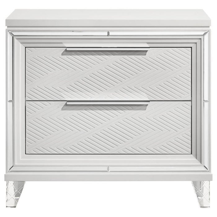 Marmore - 2-Drawer Nightstand Bedside Table - White – Nightstands w/ Charging Stations by Coaster Fine Furniture at Furniture Wholesale Plus , Nashville furniture store