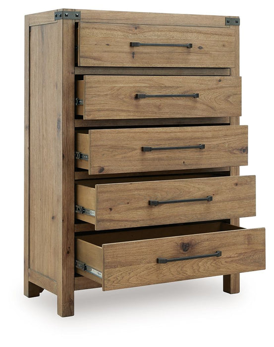Ridgester - Five Drawer Chest - Light Brown – Accent Chests by Benchcraft® at Furniture Wholesale Plus , Nashville furniture store