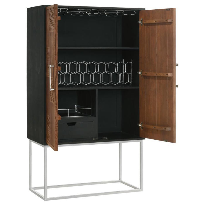 Borman - 2 Door Home Bar Cabinet Wine Storage - Walnut And Black – Wine Cabinets by Coaster Fine Furniture at Furniture Wholesale Plus , Nashville furniture store