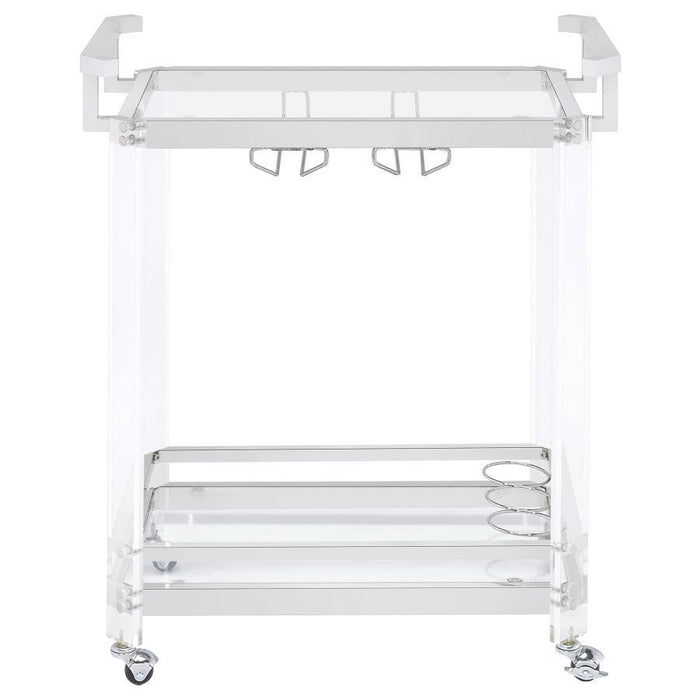 Jefferson - 2-Tier Glass Shelf Acrylic Bar Cart - Chrome - Premium Bar Carts from CoasterEssence - Just $329! Shop now at Furniture Wholesale Plus  We are the best furniture store in Nashville, Hendersonville, Goodlettsville, Madison, Antioch, Mount Juliet, Lebanon, Gallatin, Springfield, Murfreesboro, Franklin, Brentwood
