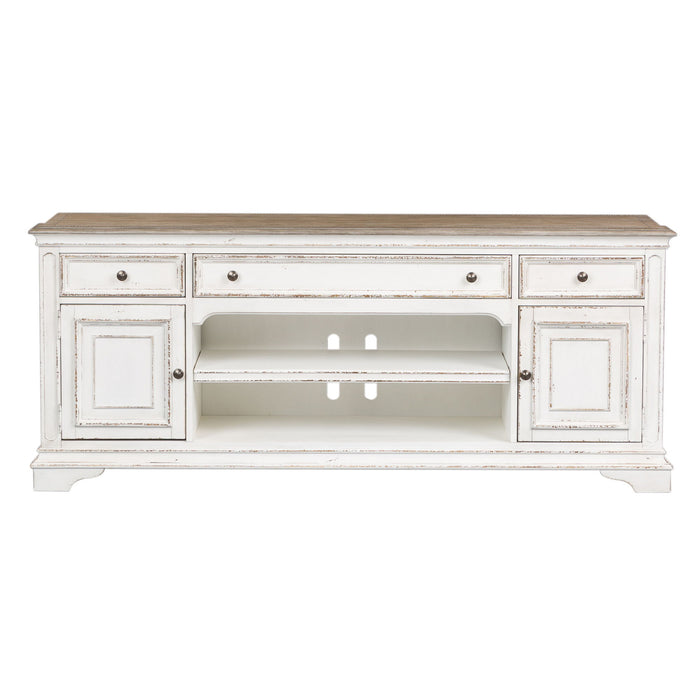 Magnolia Manor - Entertainment TV Stand - Antique White – TV Stands by Liberty Furniture at Furniture Wholesale Plus , Nashville furniture store