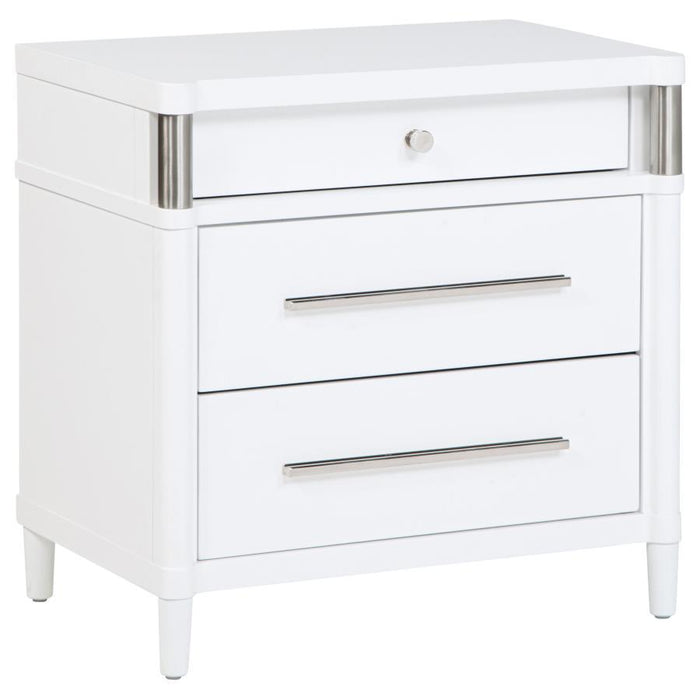 Gracemont - 3-Drawer Bedroom Nightstand Bedside Table - White – Accent Nightstands by Coaster Fine Furniture at Furniture Wholesale Plus , Nashville furniture store