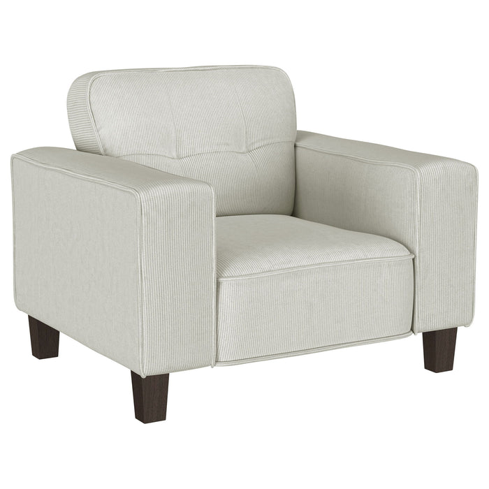 Deerhurst - Upholstered Track Arm Tufted Accent Chair - Greige – Arm Chairs by Coaster Fine Furniture at Furniture Wholesale Plus , Nashville furniture store
