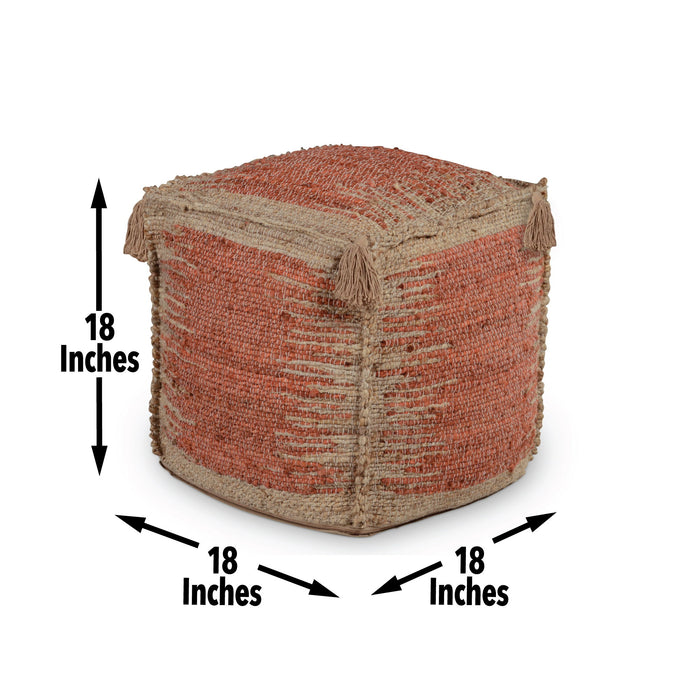 Jafar - Square Handwoven Jute Pouf - Red - Premium Accent Poufs from Steve Silver Furniture - Just $139! Shop now at Furniture Wholesale Plus  We are the best furniture store in Nashville, Hendersonville, Goodlettsville, Madison, Antioch, Mount Juliet, Lebanon, Gallatin, Springfield, Murfreesboro, Franklin, Brentwood