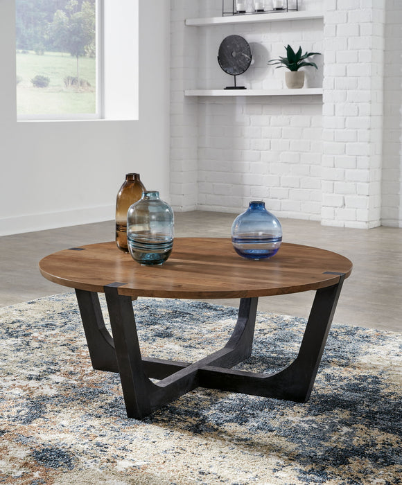 Hanneforth - Round Cocktail Table - Brown – Coffee Tables by Signature Design by Ashley® at Furniture Wholesale Plus , Nashville furniture store