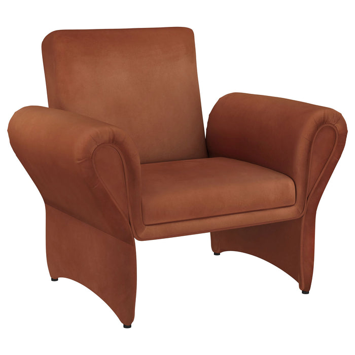 Liana - Upholstered Roll Arm Accent Armchair - Rust – Arm Chairs by Coaster Fine Furniture at Furniture Wholesale Plus , Nashville furniture store