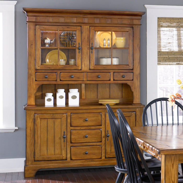 Treasures - Hutch & Buffet - Rustic Oak – Hutches & Buffets by Liberty Furniture at Furniture Wholesale Plus , Nashville furniture store