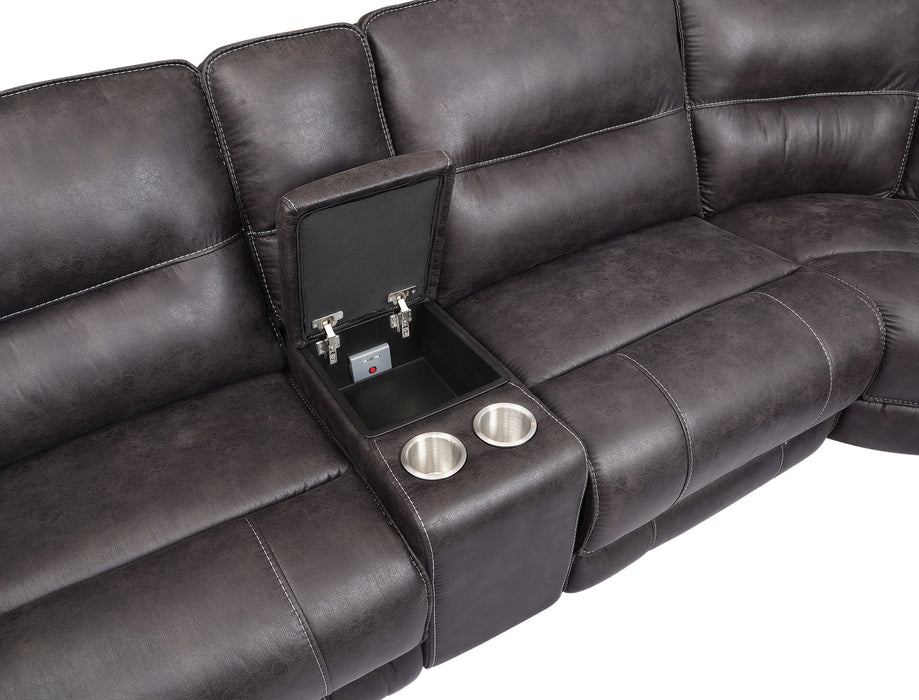 Ogden - 5 Piece Sectional - Black – Reclining Sectionals by Steve Silver Furniture at Furniture Wholesale Plus , Nashville furniture store