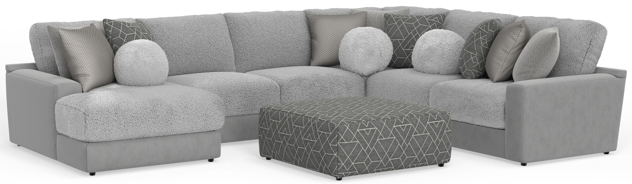 Canyon - 4 Piece Sectional With Cuddler Seat Cushions, Included Accent Pillows And Cocktail Ottoman (Left Side Facing Chaise) - Platinum – 2 Piece Living Room Sets by Jackson at Furniture Wholesale Plus , Nashville furniture store