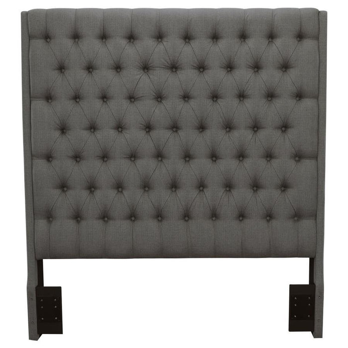 Camille - Upholstered Eastern King Panel Headboard - Gray - Premium Upholstered Headboards from CoasterEssence - Just $709! Shop now at Furniture Wholesale Plus  We are the best furniture store in Nashville, Hendersonville, Goodlettsville, Madison, Antioch, Mount Juliet, Lebanon, Gallatin, Springfield, Murfreesboro, Franklin, Brentwood
