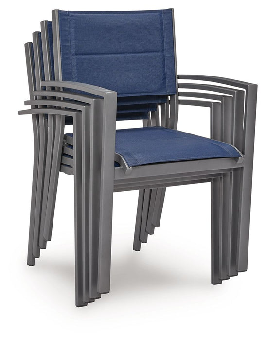 Rocky Creek - Sling Arm Chair (Set of 4) - Blue / Gray – Chair Sets by Signature Design by Ashley® at Furniture Wholesale Plus , Nashville furniture store