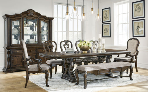 Maylee - Dark Brown - 11 Pc. - Dining Extension Table, 4 Side Chairs, 2 Arm Chairs, Storage Bench, Buffet And Hutch - Premium 8 + Piece Dining Room Sets from Signature Design by Ashley® - Just $4958! Shop now at Furniture Wholesale Plus  We are the best furniture store in Nashville, Hendersonville, Goodlettsville, Madison, Antioch, Mount Juliet, Lebanon, Gallatin, Springfield, Murfreesboro, Franklin, Brentwood
