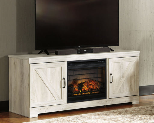 Bellaby - 63" TV Stand With Faux Firebrick Fireplace Insert - Whitewash – Fireplace TV Stands by Signature Design by Ashley® at Furniture Wholesale Plus , Nashville furniture store