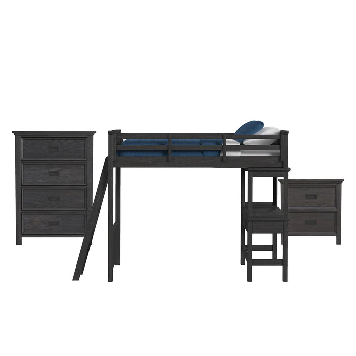 Hampton Kids - Loft With Ladder And Desk With Speaker Bedroom Set – 3 Piece Bedroom Sets by Elements International at Furniture Wholesale Plus , Nashville furniture store
