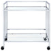 Cara - 2-tier Rectangular Glass Shelf Metal Bar Cart - Premium Bar Carts from CoasterEssence - Just $209! Shop now at Furniture Wholesale Plus  We are the best furniture store in Nashville, Hendersonville, Goodlettsville, Madison, Antioch, Mount Juliet, Lebanon, Gallatin, Springfield, Murfreesboro, Franklin, Brentwood