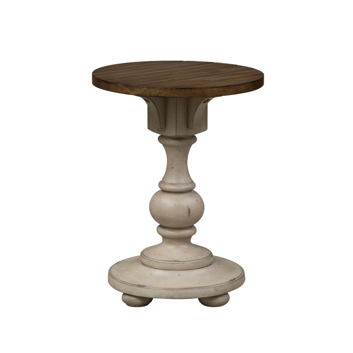 Morgan Creek - Chair Side Table - Antique White / Wirebrushed Tobacco Accents – Chair Side Tables by Liberty Furniture at Furniture Wholesale Plus , Nashville furniture store