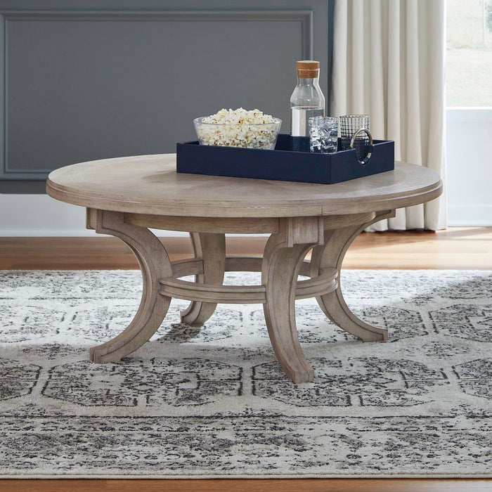 New Haven - Round Cocktail Table - Sanctuary White – Cocktail Tables by Liberty Furniture at Furniture Wholesale Plus , Nashville furniture store