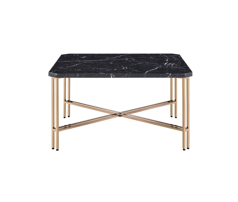 Daxton - Faux Marble Top Square Cocktail Table - Black – Cocktail Tables by Steve Silver Furniture at Furniture Wholesale Plus , Nashville furniture store