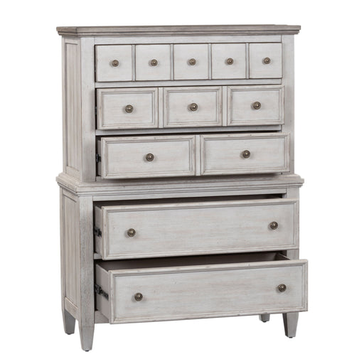 Heartland - 5 Drawer Chest - Antique White / Tobacco Tops – Accent Chests by Liberty Furniture at Furniture Wholesale Plus , Nashville furniture store