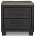 Foyland - Two Drawer Night Stand - Black / Brown – Nightstands w/ Charging Stations by Signature Design by Ashley® at Furniture Wholesale Plus , Nashville furniture store