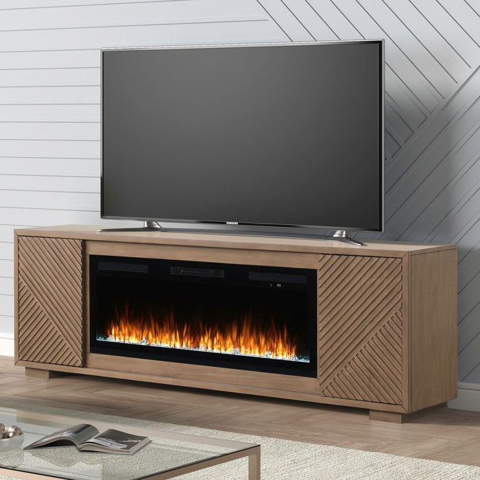 Fireplace TV Consoles - 214 84'' Console With Fire FTS Multiplees - Light Brown – Fireplace TV Stands by Liberty Furniture at Furniture Wholesale Plus , Nashville furniture store