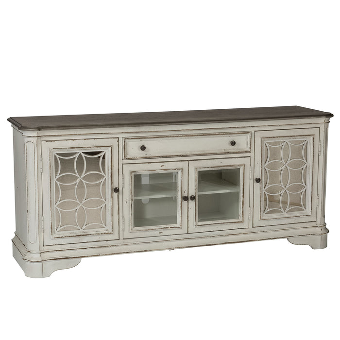 Magnolia Manor - Entertainment TV Stand (Glass Doors) - Antique White – TV Stands by Liberty Furniture at Furniture Wholesale Plus , Nashville furniture store