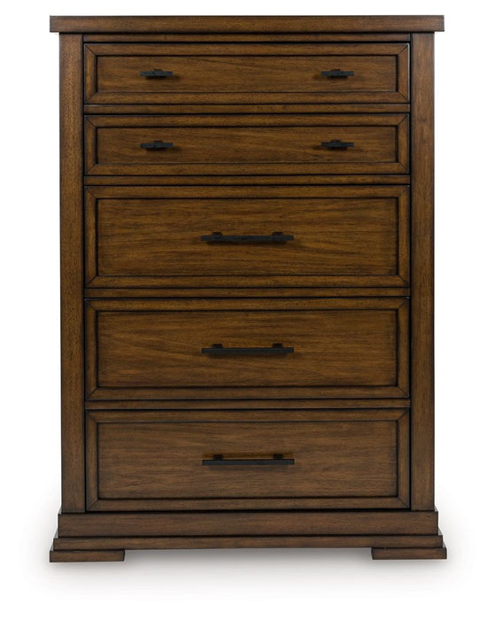 Taffenbrook - Five Drawer Chest - Medium Brown – Accent Chests by Benchcraft® at Furniture Wholesale Plus , Nashville furniture store