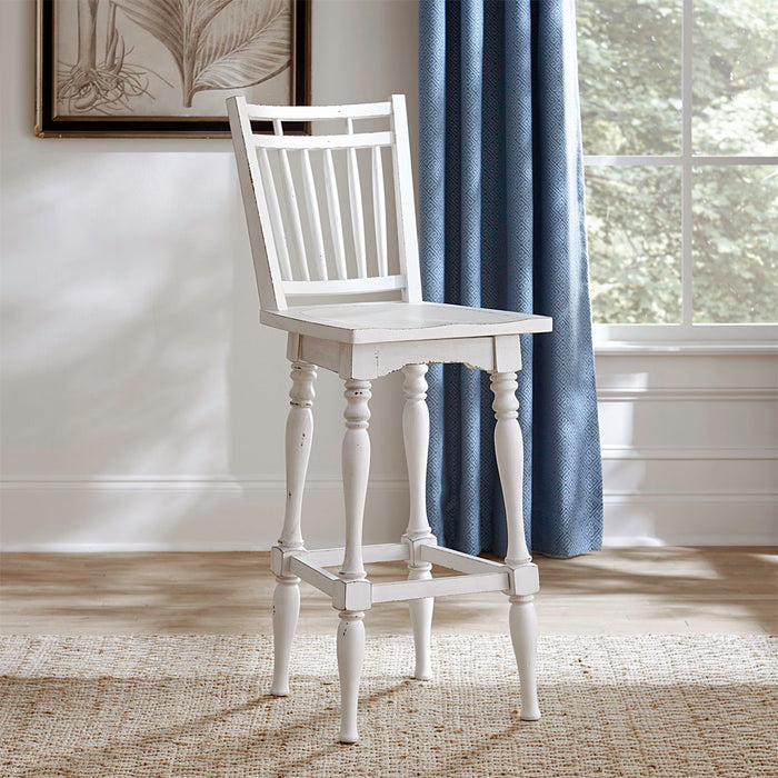 Magnolia Manor - Spindle Back Swivel Bar Stool - Antique White & Weathered Bark – Bar Height (28"-30") by Liberty Furniture at Furniture Wholesale Plus , Nashville furniture store