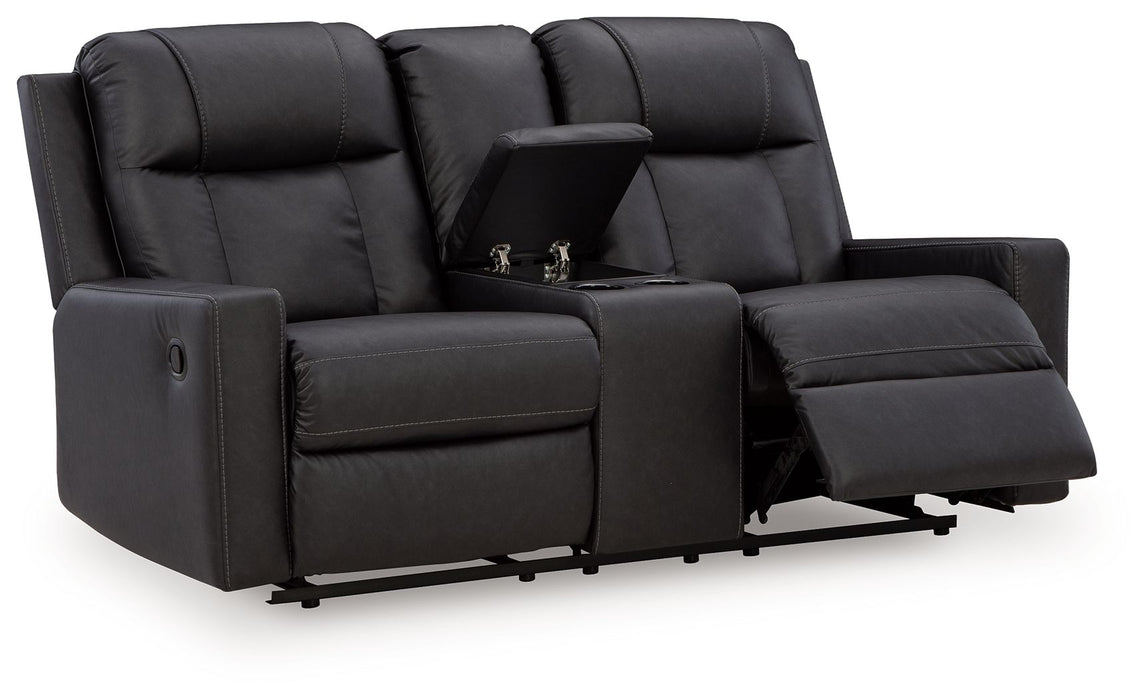 Mackmenville - Double Reclining Loveseat With Console – Reclining Loveseats by Benchcraft® at Furniture Wholesale Plus , Nashville furniture store