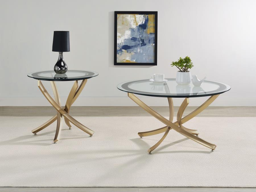 Brooke - Round Glass Top Coffee Table Set – Table Sets by Coaster Fine Furniture at Furniture Wholesale Plus , Nashville furniture store