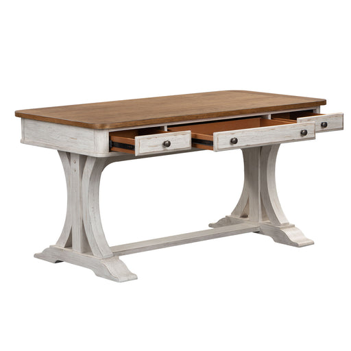 Farmhouse Reimagined - Writing Desk - Antique White / Chestnut Tops – Writing Desks by Liberty Furniture at Furniture Wholesale Plus , Nashville furniture store