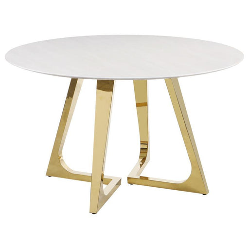 Gwynn - Round Marble Stainless Steel Dining Table - Gold – Dining Tables by Coaster Fine Furniture at Furniture Wholesale Plus , Nashville furniture store