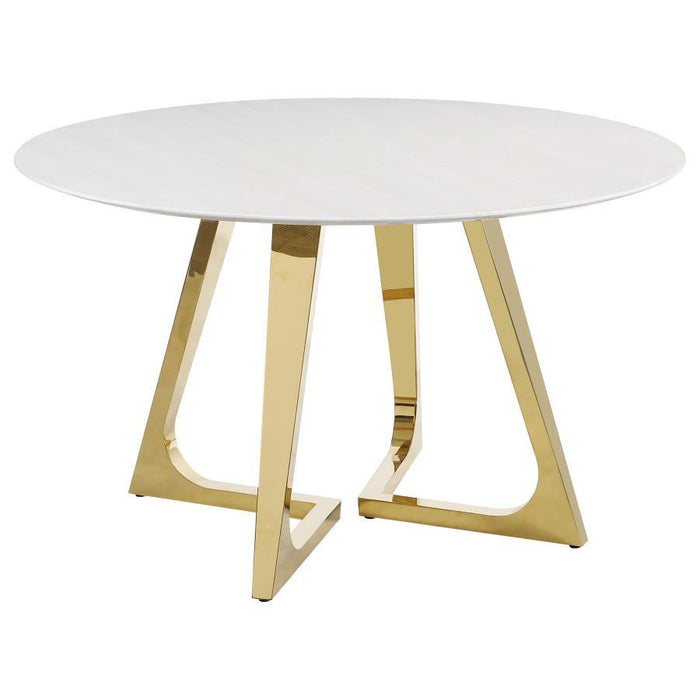 Gwynn - Round Marble Stainless Steel Dining Table - Gold – Dining Tables by Coaster Fine Furniture at Furniture Wholesale Plus , Nashville furniture store