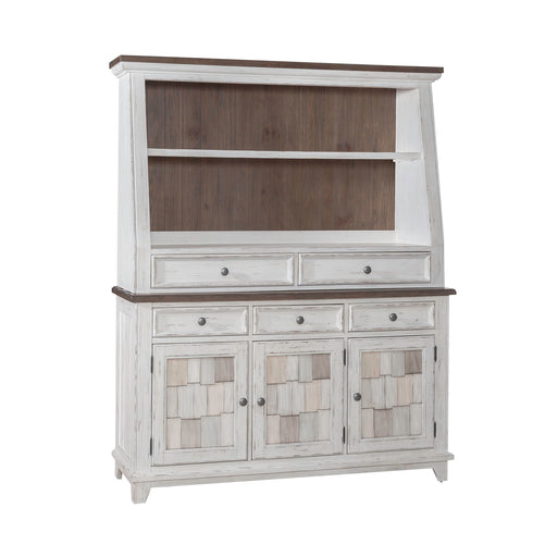 River Place - Server & Hutch - Riverstone White & Tobacco – Hutches & Buffets by Liberty Furniture at Furniture Wholesale Plus , Nashville furniture store