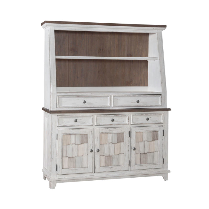 River Place - Server & Hutch - Riverstone White & Tobacco – Hutches & Buffets by Liberty Furniture at Furniture Wholesale Plus , Nashville furniture store