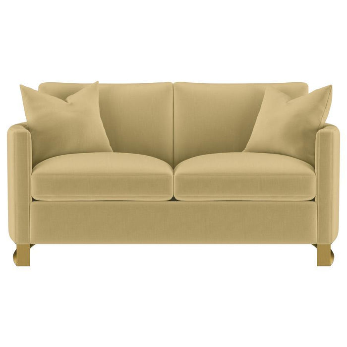 Corliss - Upholstered Arched Arm Loveseat – Stationary Loveseats by CoasterElevations at Furniture Wholesale Plus , Nashville furniture store