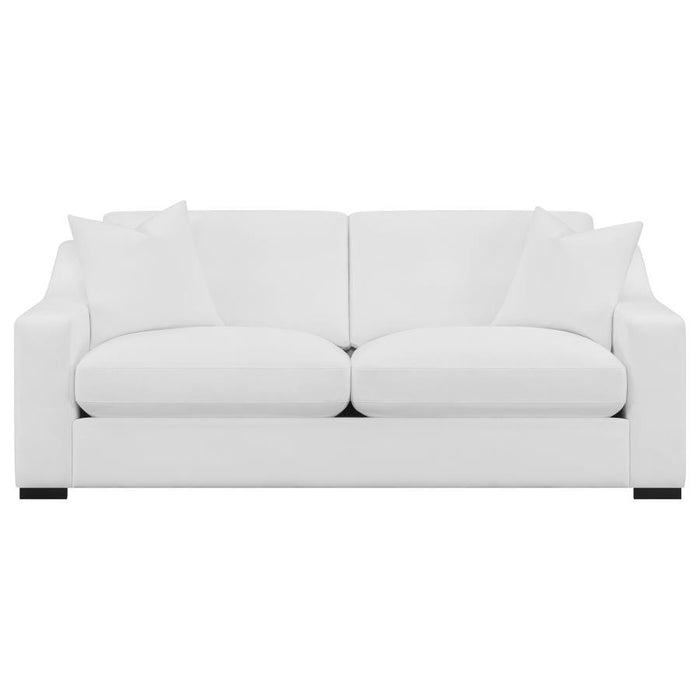 Ashlyn - Upholstered Sloped Arm Sofa - White – Stationary Sofas by CoasterElevations at Furniture Wholesale Plus , Nashville furniture store