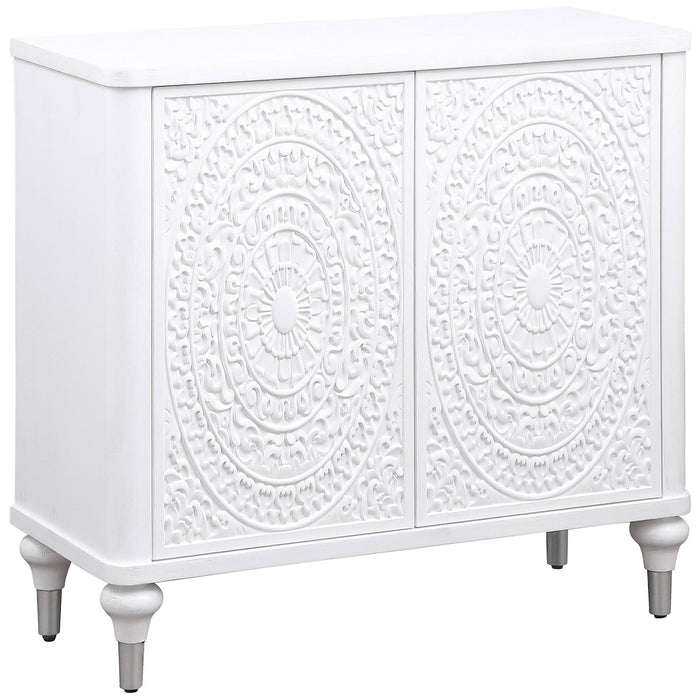 Cardella - 2 Door Mandala Accent Cabinet - Distressed White – Accent Cabinets by Coaster Fine Furniture at Furniture Wholesale Plus , Nashville furniture store