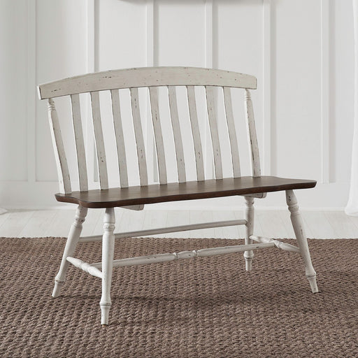 Al Fresco - Slat Back Bench - Graphite & Whitestone – Dining Benches by Liberty Furniture at Furniture Wholesale Plus , Nashville furniture store