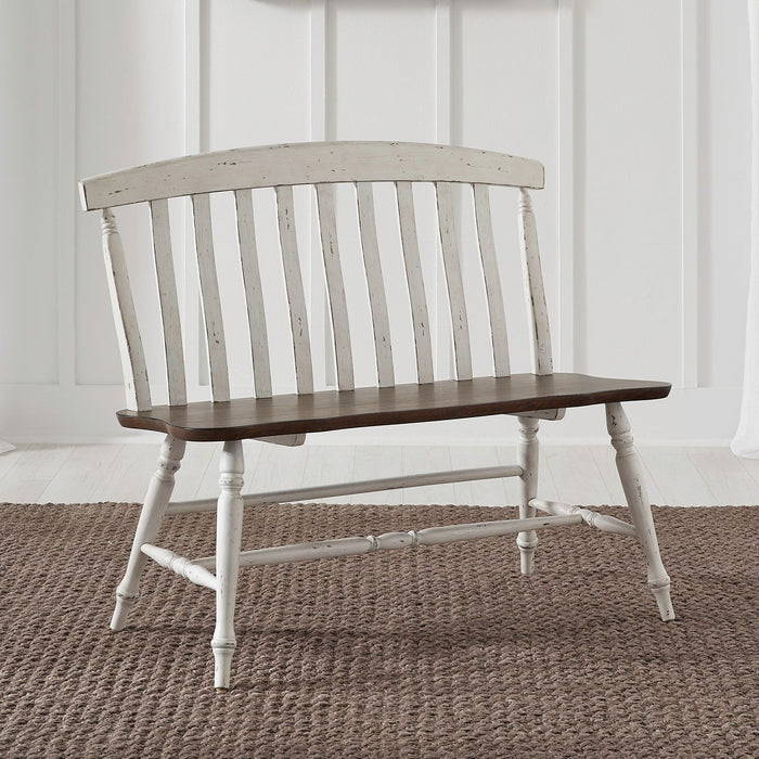 Al Fresco - Slat Back Bench - Graphite & Whitestone – Dining Benches by Liberty Furniture at Furniture Wholesale Plus , Nashville furniture store
