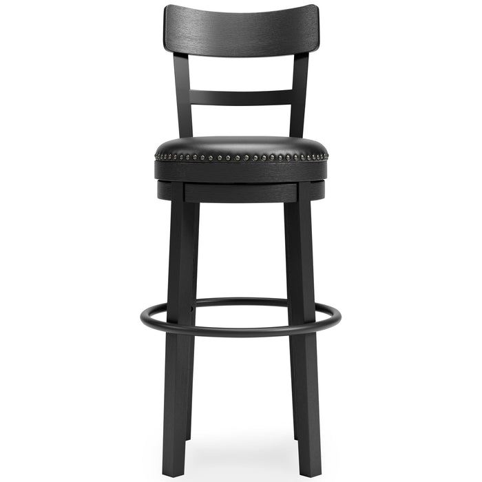 Valebeck -  Tall Upholstered Swivel Barstool - Premium Bar Height (28"-30") from Signature Design by Ashley® - Just $208! Shop now at Furniture Wholesale Plus  We are the best furniture store in Nashville, Hendersonville, Goodlettsville, Madison, Antioch, Mount Juliet, Lebanon, Gallatin, Springfield, Murfreesboro, Franklin, Brentwood
