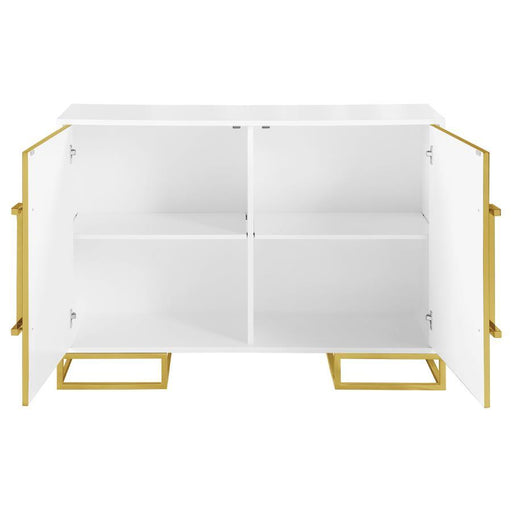Elsa - 2 Door Wood Storage Accent Cabinet - White And Gold – Accent Cabinets by CoasterEssence at Furniture Wholesale Plus , Nashville furniture store