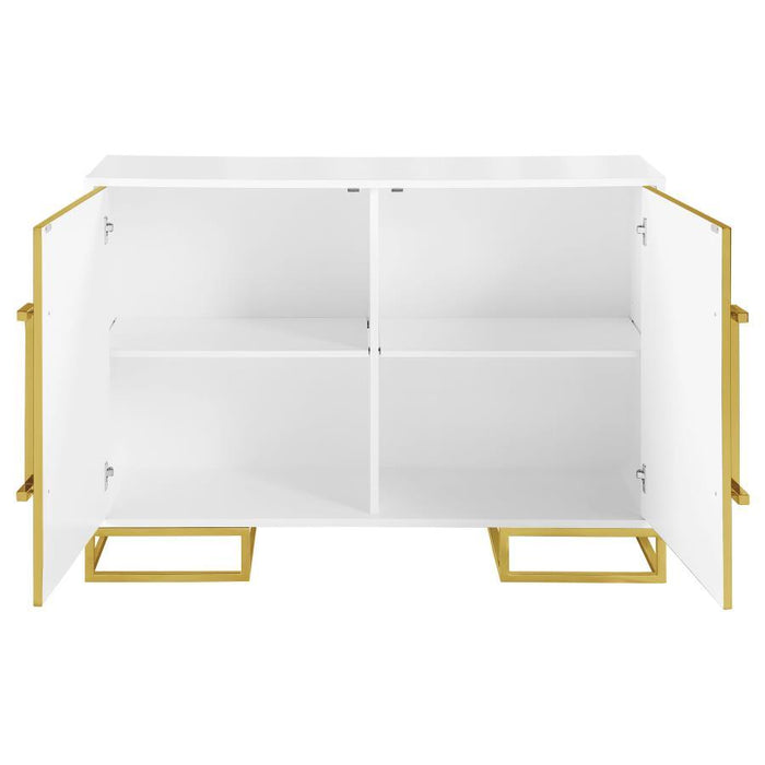 Elsa - 2 Door Wood Storage Accent Cabinet - White And Gold – Accent Cabinets by CoasterEssence at Furniture Wholesale Plus , Nashville furniture store