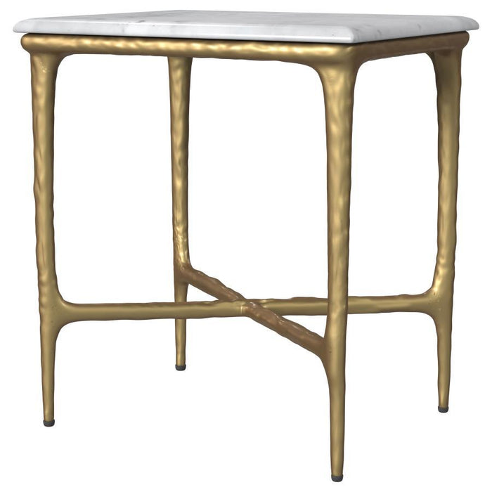 Baldwin - Rectangular Marble Top Side Table - White And Gold – Side Tables by Coaster Fine Furniture at Furniture Wholesale Plus , Nashville furniture store