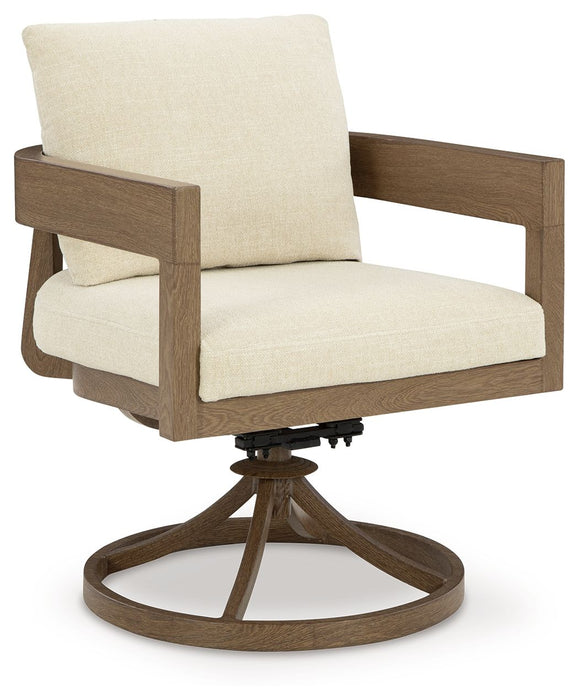 Serene Bay - Dark Brown / White - Swivel Chair With Cushion (Set of 2) - Premium Chair Sets from Signature Design by Ashley® - Just $1228! Shop now at Furniture Wholesale Plus  We are the best furniture store in Nashville, Hendersonville, Goodlettsville, Madison, Antioch, Mount Juliet, Lebanon, Gallatin, Springfield, Murfreesboro, Franklin, Brentwood