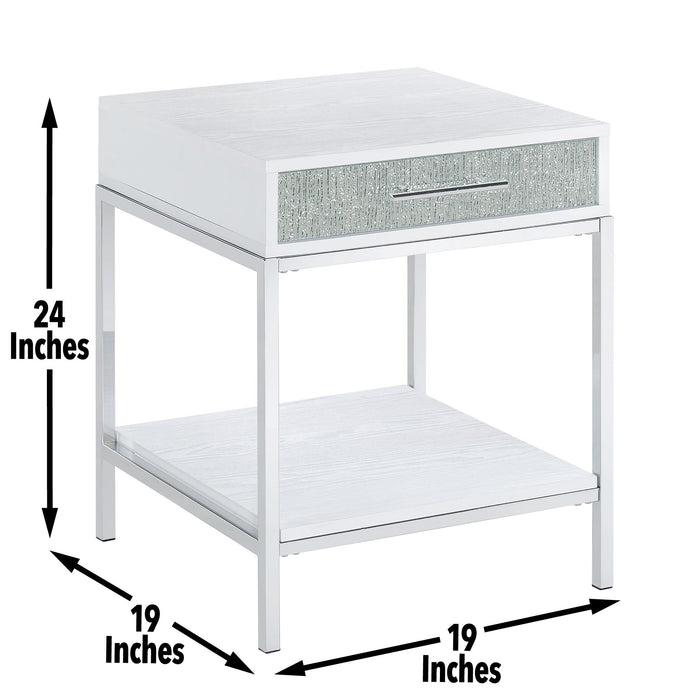Mirage - Side Table - White – End Tables by Steve Silver Furniture at Furniture Wholesale Plus , Nashville furniture store