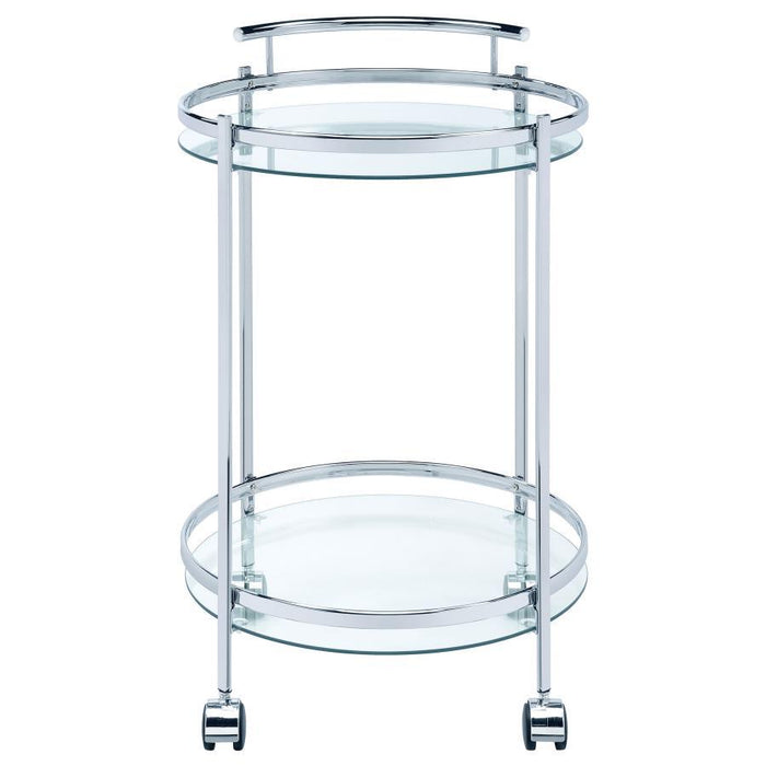 Chrissy - Round Glass Shelf Metal Bar Cart - Premium Bar Carts from CoasterEveryday - Just $179! Shop now at Furniture Wholesale Plus  We are the best furniture store in Nashville, Hendersonville, Goodlettsville, Madison, Antioch, Mount Juliet, Lebanon, Gallatin, Springfield, Murfreesboro, Franklin, Brentwood