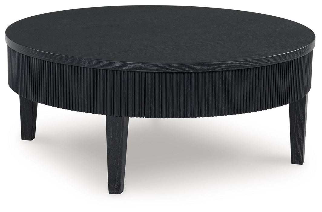Marstream - Round Cocktail Table - Black – Coffee Tables by Signature Design by Ashley® at Furniture Wholesale Plus , Nashville furniture store