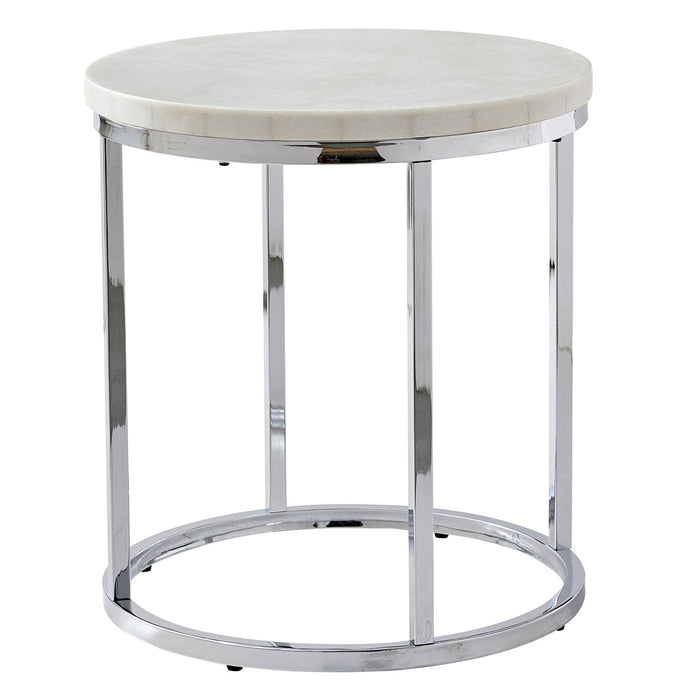 Echo - White Marble Top Round End Table - White – End Tables by Steve Silver Furniture at Furniture Wholesale Plus , Nashville furniture store