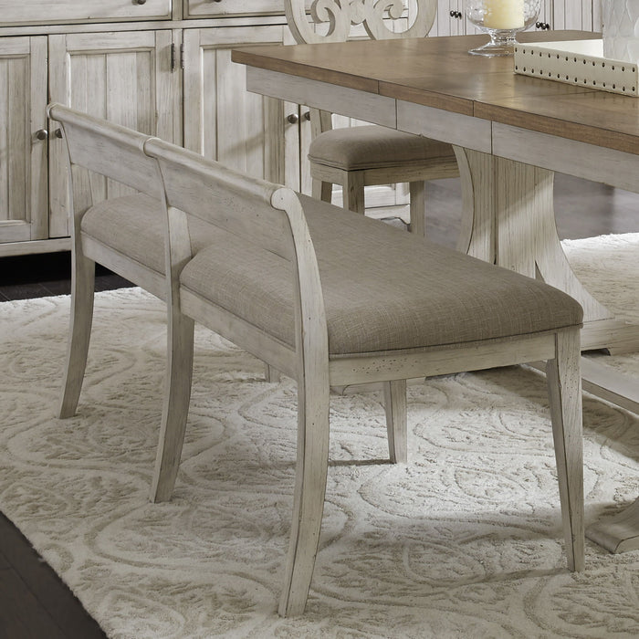 Farmhouse Reimagined - Upholstered Bench - Antique White / Chestnut Tops – Upholstered Benches by Liberty Furniture at Furniture Wholesale Plus , Nashville furniture store